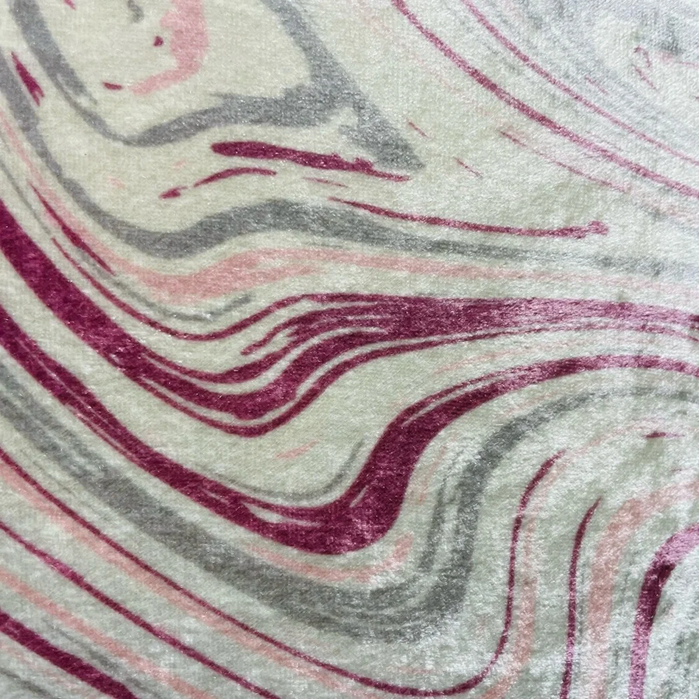 LOLOI Crushed Velvet Down Pillow 13 X 20 Plum Back With Marbled Front